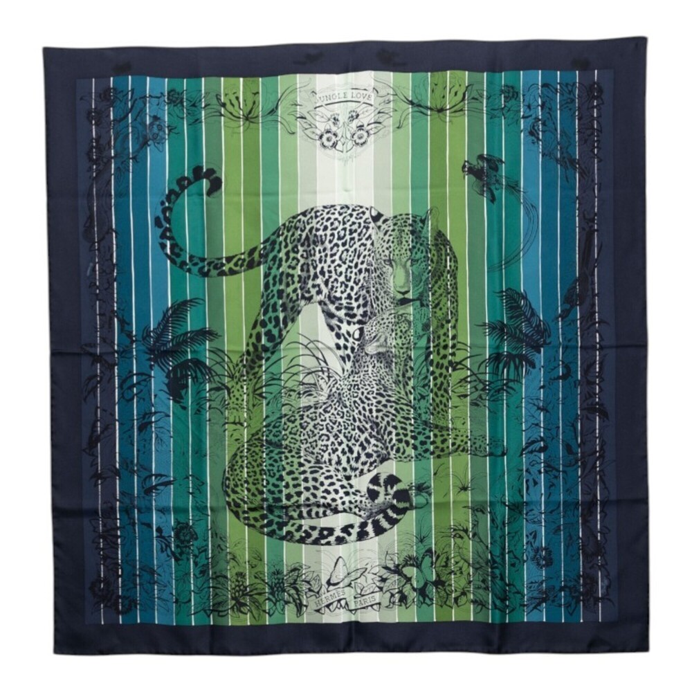 HERMES Authentic Blue Silk Love Scarf